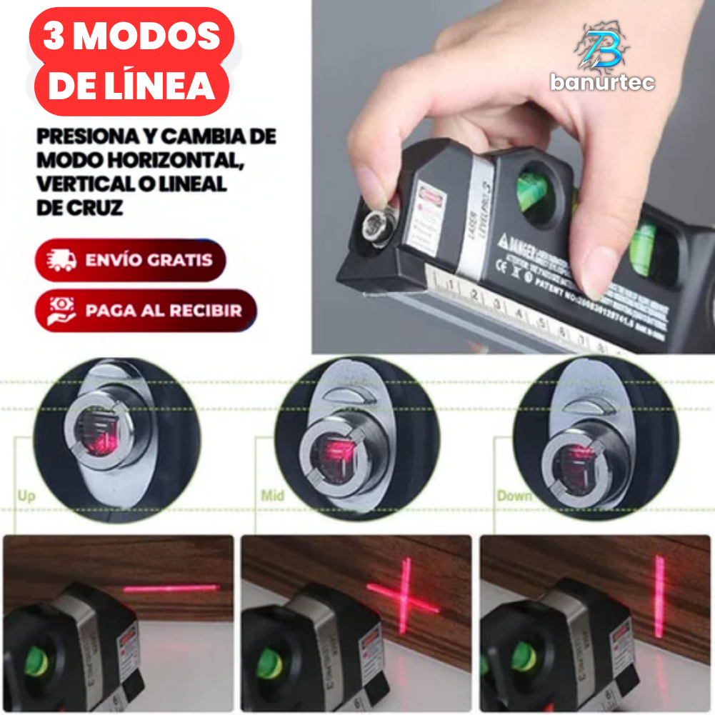 Metro Con Nivel Láser 4 en 1 FixitPro