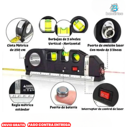 Metro Con Nivel Láser 4 en 1 FixitPro