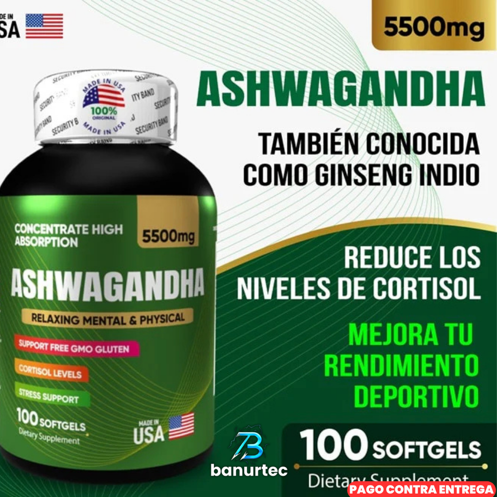 Ashwagandha Americano De Alta Concentración | 5500 mg | 100 Cápsulas
