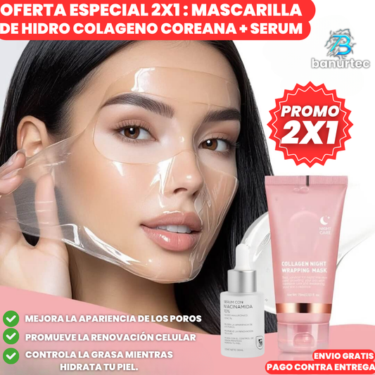 Oferta Especial 2X1 : Mascarilla De Hidro Colageno Coreana + Serum Facial