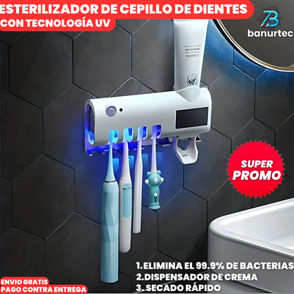 Portacepillos Esterilizador UV Con Panel solar y Dispensador