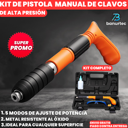 Kit Pistola Fijadora De Clavos De Alta Presión | PowerNail Pro™