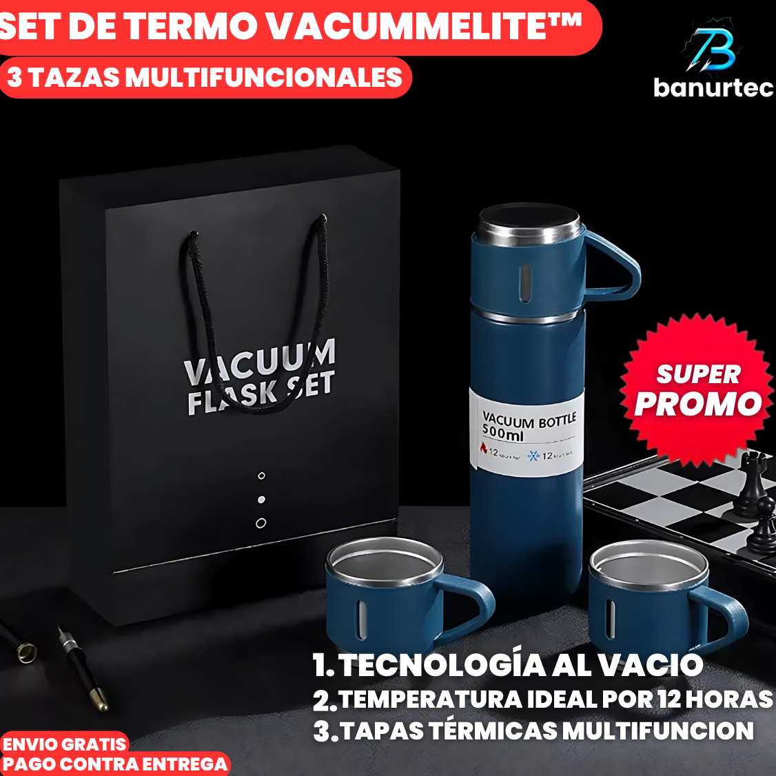 Set De Termo VacummElite™ con 3 Tazas Multifuncionales