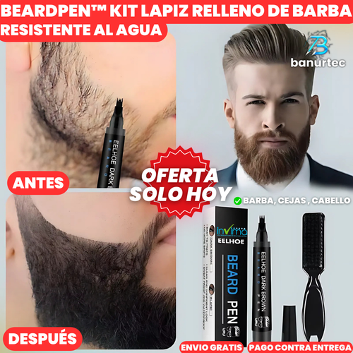 BeardPen™ Kit Lápiz Relleno De Barba, Cejas, Cabello Con Resistencia Al Agua