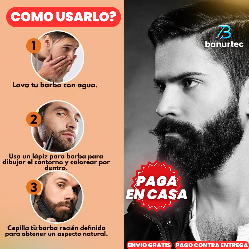 BeardPen™ Kit Lápiz Relleno De Barba, Cejas, Cabello Con Resistencia Al Agua