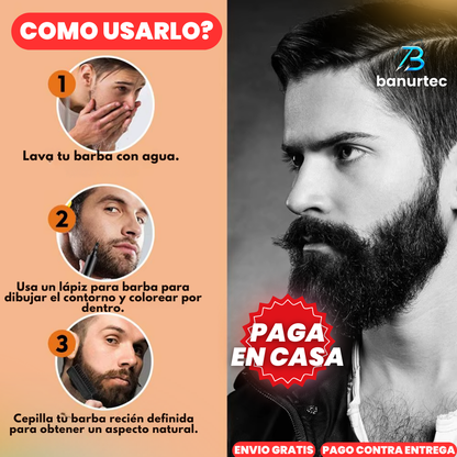 BeardPen™ Kit Lápiz Relleno De Barba, Cejas, Cabello Con Resistencia Al Agua