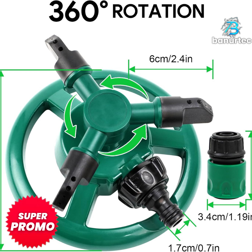 Aspersor de Agua Giratorio Automático Ajustable 360°
