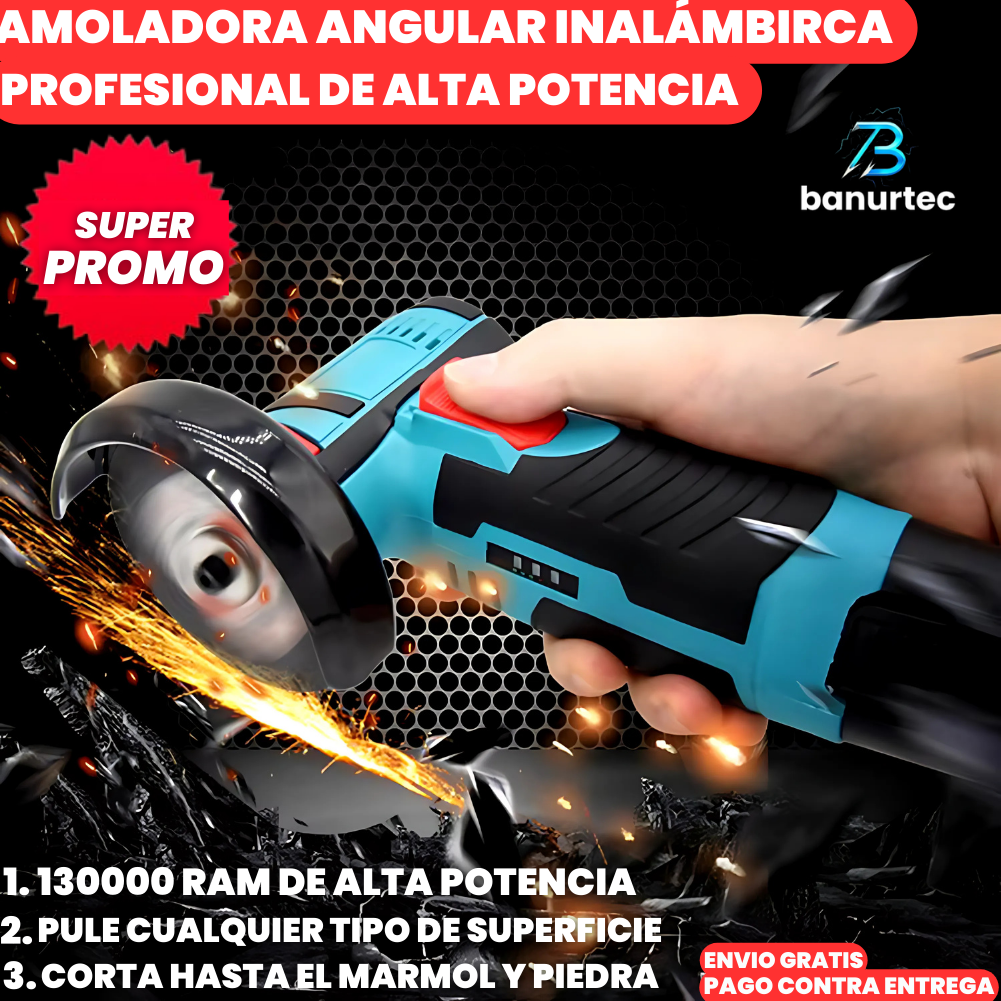 Amoladora Angular Inalámbrica Profesional De Alta Potencia TurboFlex Pro™