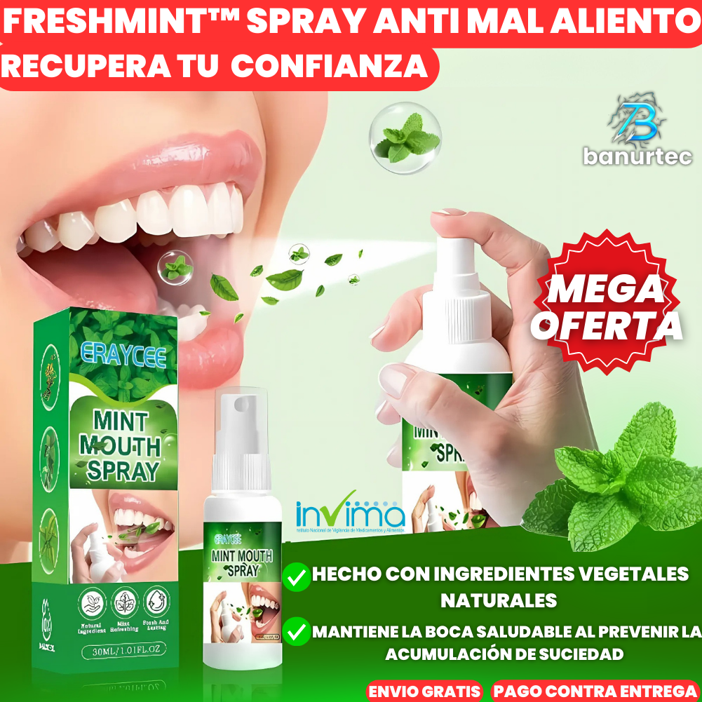 FreshMint™ Spray Anti Mal  Aliento Recupera Tu  Confianza