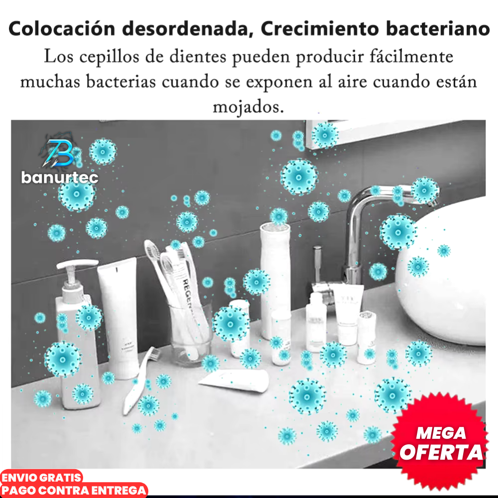 Portacepillos Esterilizador UV Con Panel solar y Dispensador