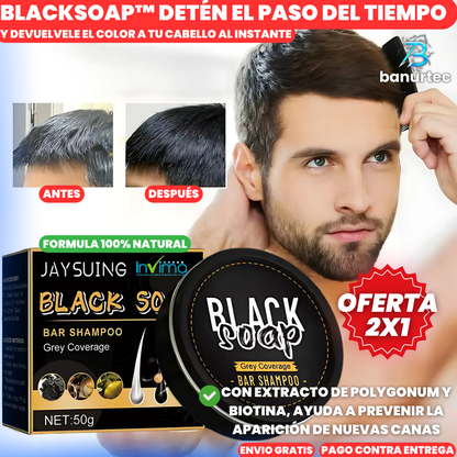 Oferta Especial 2x1: BlackSoap™ Jabón Anti Canas Restaura El Color Natural Del Cabello
