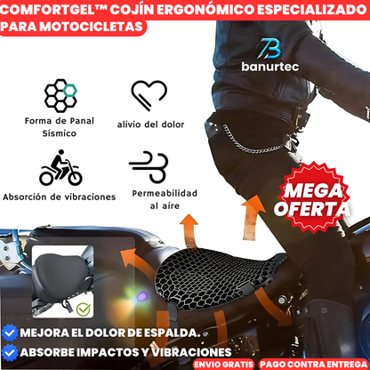 Oferta Especial: ComfortGel™ Cojín Ergonómico Especializado Para Motocicletas