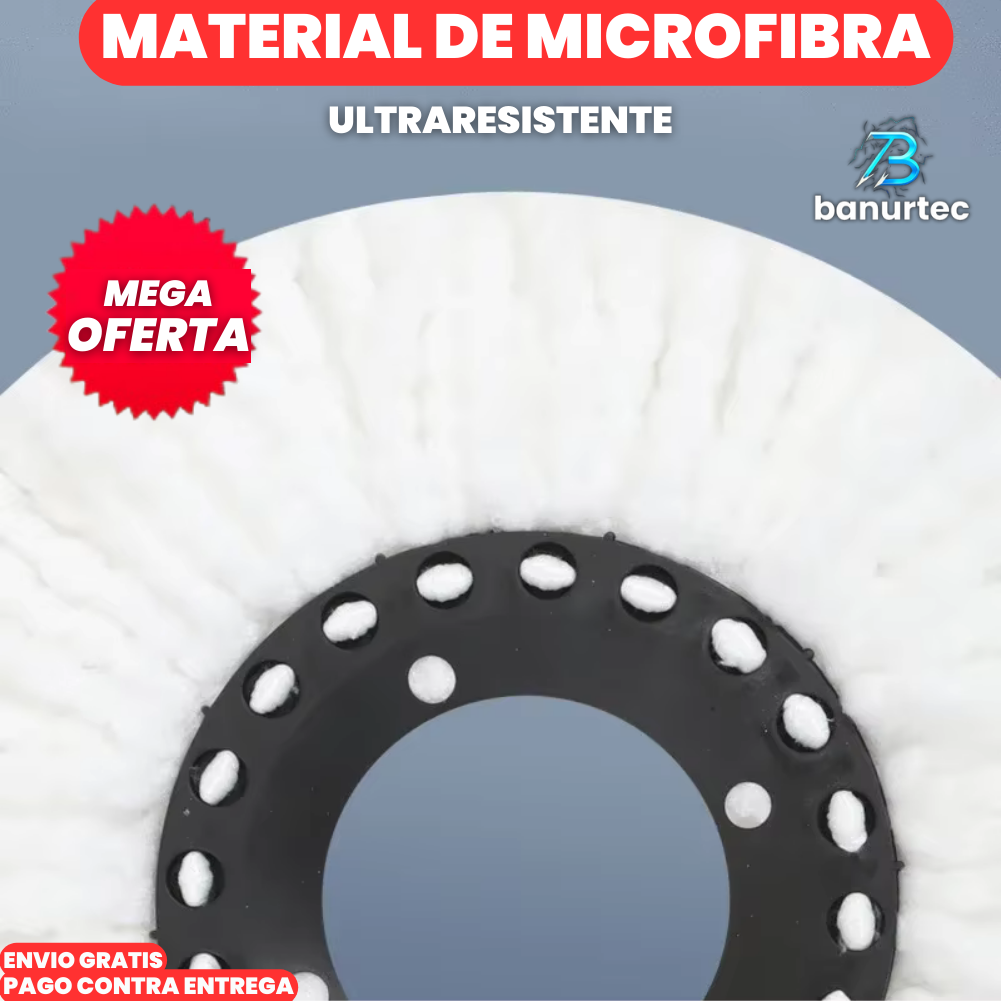 MasterClean Pro™ | Trapeador Giratorio 360°De Microfibra y Cubeta Auto Exprimidora Extensible