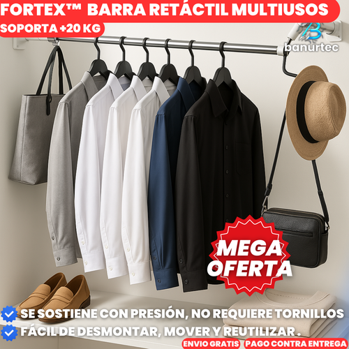 Oferta Especial: Fortex™ Barra Retráctil Multiusos Ultra Resistente (+20 KG)