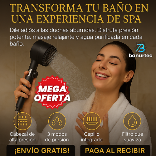 Oferta Especial: HydroZen™  Transforma Tu Ducha en un Spa, Filtra y Ahorra al Instante