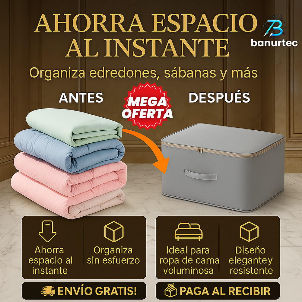 Oferta Exclusiva: SheetBox™ Compresión Inteligente – Guarda Más en Menos Espacio, Ideal para Ropa de Cama