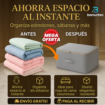 Oferta Exclusiva: SheetBox™ Compresión Inteligente – Guarda Más en Menos Espacio, Ideal para Ropa de Cama