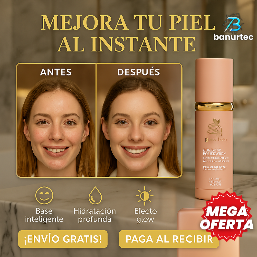 GlowSkin™ – Protector Solar 4 en 1 con Base Inteligente, Hidratante y Tratamiento Anti-Edad
