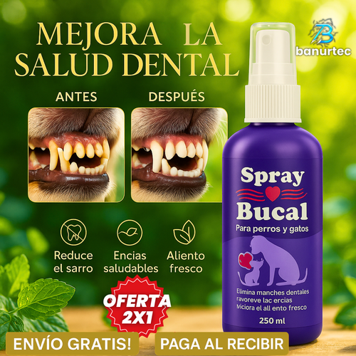 Ofeta Especial:2X1 FreshPaws™ – Enjuague Bucal para Mascotas, Elimina Mal Aliento y Protege Encías sin Cepillado