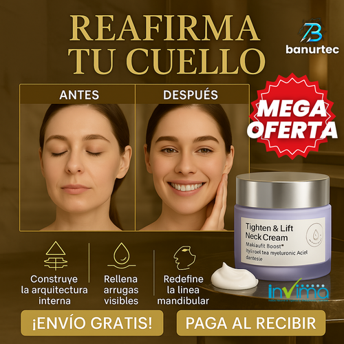 NeckLift™ – Crema Lifting Reafirmante para el Cuello, Rejuvenece, Tensa y Elimina la Flacidez