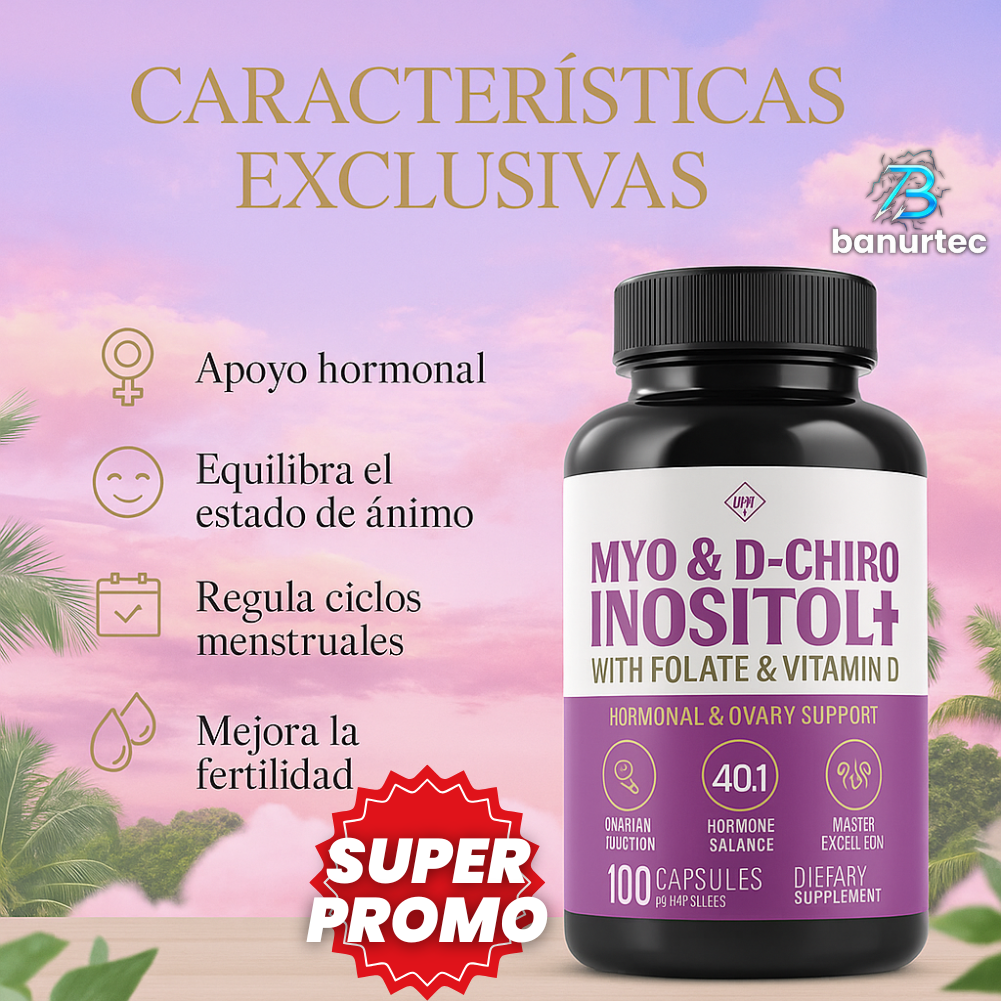 Inositol™ – 100 Capsulas Premium para Regular Hormonas, Mejorar Ciclos y Recuperar tu Bienestar