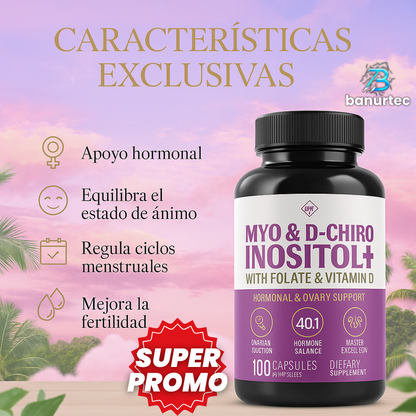 Inositol™ – 100 Capsulas Premium para Regular Hormonas, Mejorar Ciclos y Recuperar tu Bienestar