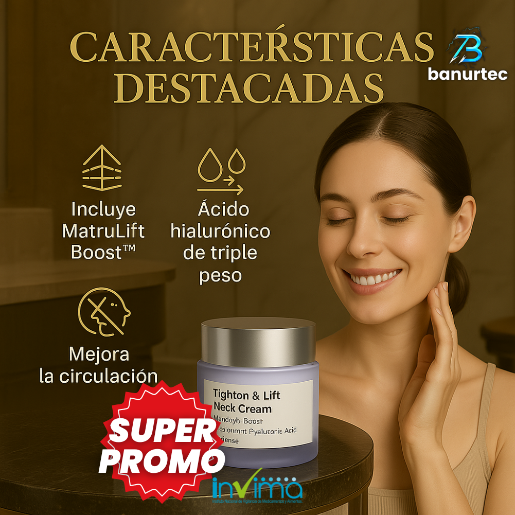 NeckLift™ – Crema Lifting Reafirmante para el Cuello, Rejuvenece, Tensa y Elimina la Flacidez