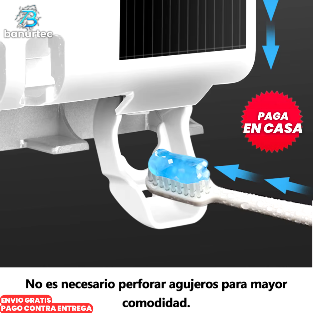 Portacepillos Esterilizador UV Con Panel solar y Dispensador