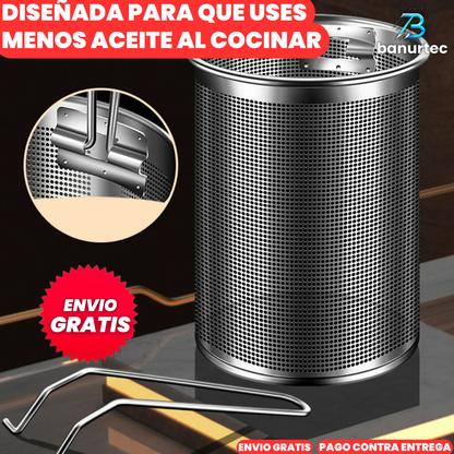 Olla Freidora Grande Multiusos De Acero Inoxidable Con Rejilla Ultra Fina