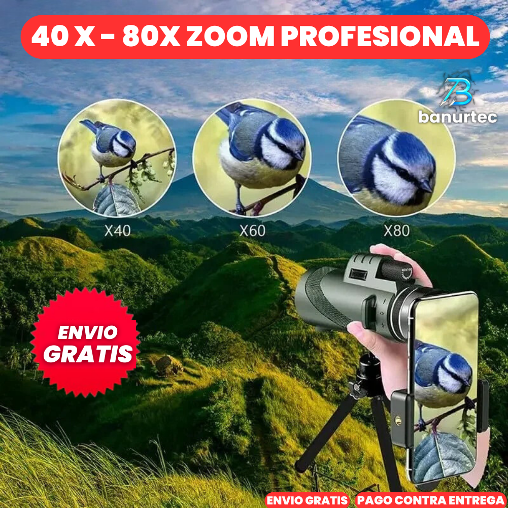 Telescopio Monocular Pórtatil + Kit de Accesorios Celular