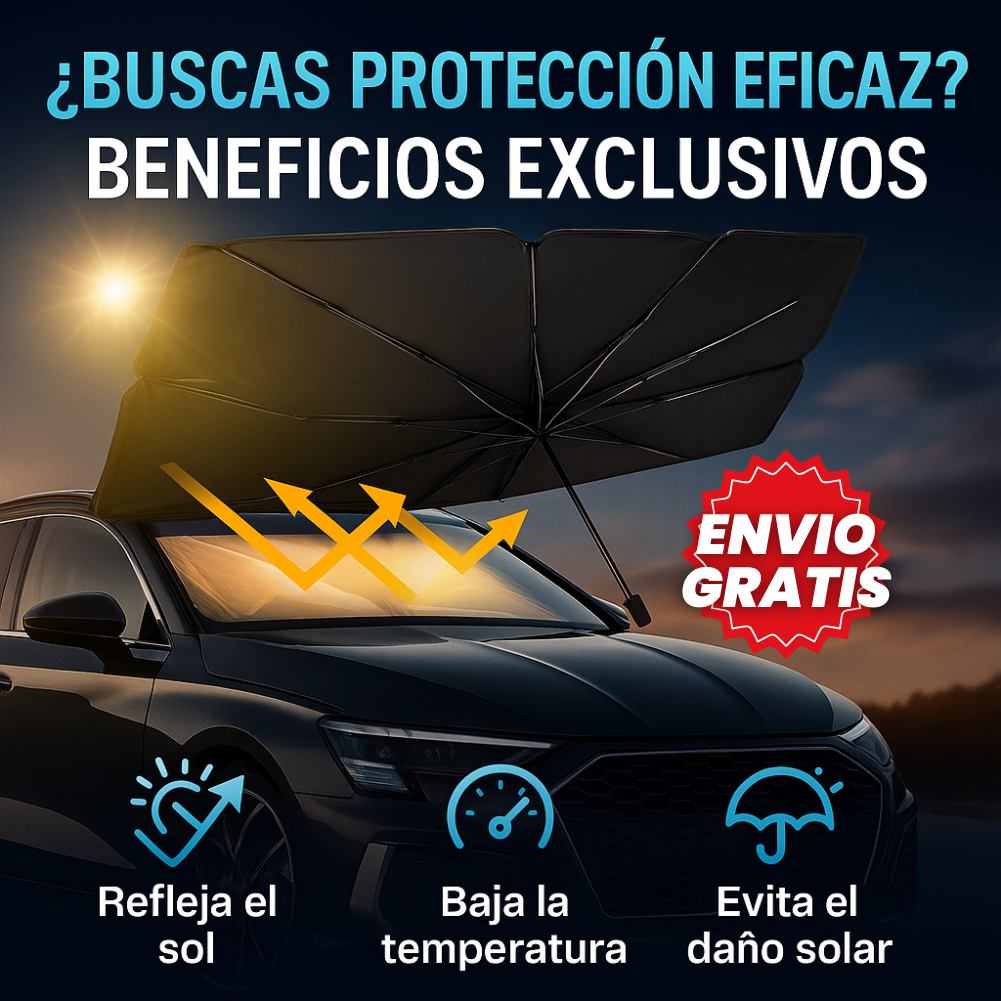 AutoShade™ – Sombrilla Parasol Plegable, Protege tu Carro del Sol Extremo y Mantiene el Interior Fresco