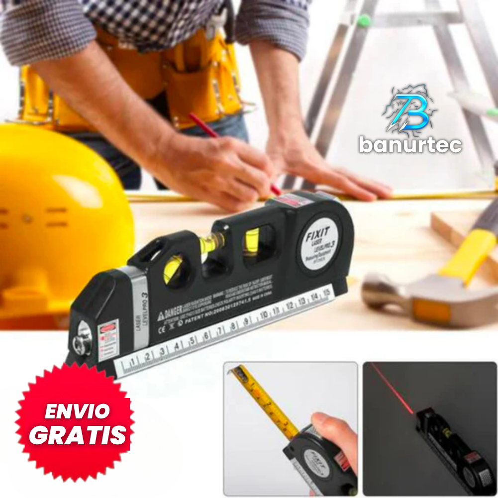 Metro Con Nivel Láser 4 en 1 FixitPro