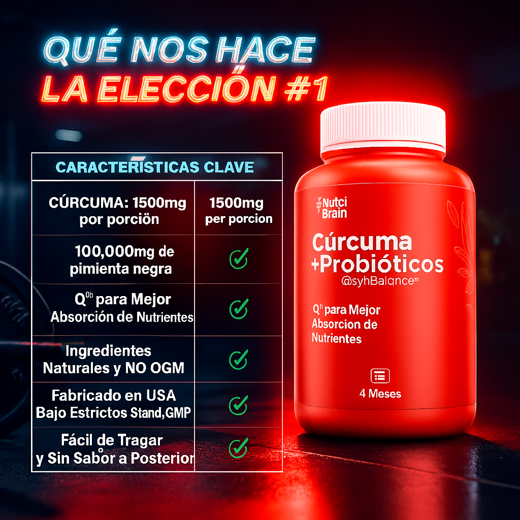 NutriMind™ – Cúrcuma + Probióticos para Mejorar tu Memoria, Reducir la Inflamación y Pensar con Claridad