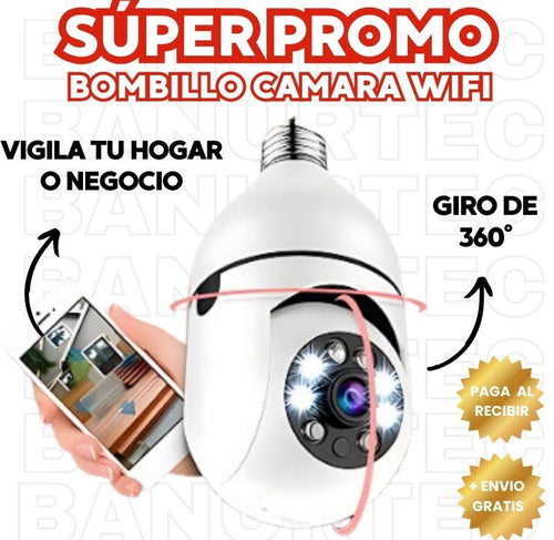 Camara Bombillo Wifi Ip Robotica 360° Vision Nocturna | BanurTec™ - banurtec