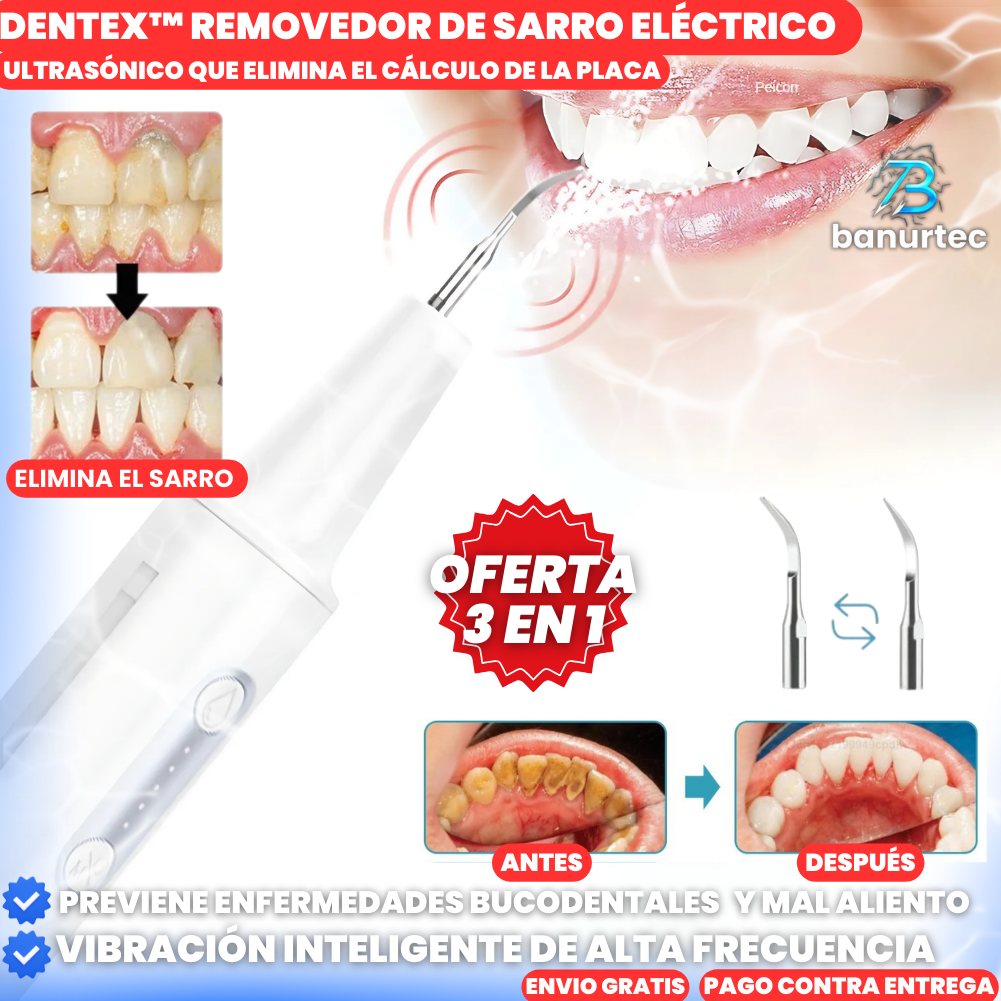 Oferta Especial: Dentex™ Kit Removedor de Sarro Eléctrico Ultrasónico 3 en 1