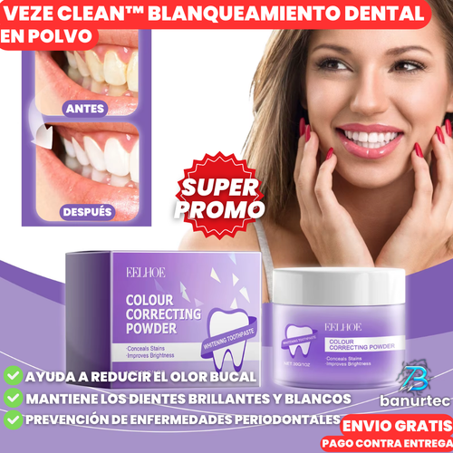 Veze Clean™ Blanqueador Dental y Eliminador De Mal Aliento En Polvo