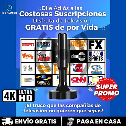 Antena Portátil TDT 4K UHD 2025, Obtén canales Ilimitados De Por Vida