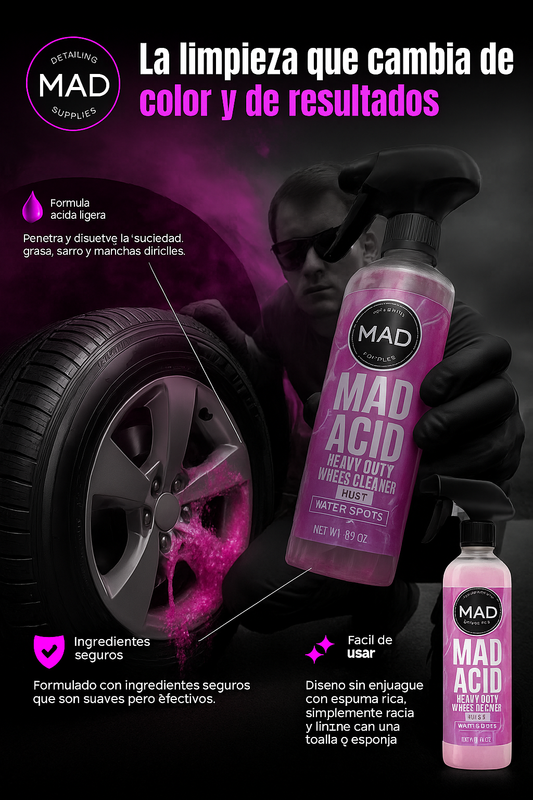 OFERTA 2X1: MAD ACID™ – Limpiador de Rines con Ácido Reactivo, Elimina Óxido y Manchas