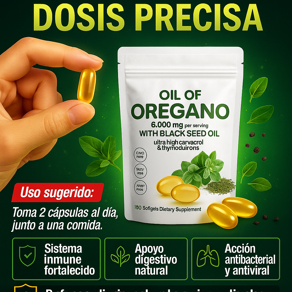 OilOregano™️ – Aceite de Orégano Puro para Defender tu Sistema, Combatir Microbios