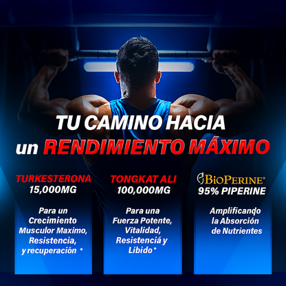 Old School Turkesterone™  Gana Masa Magra, Fuerza y Rendimiento sin Efectos Secundarios (120 Capsulas)